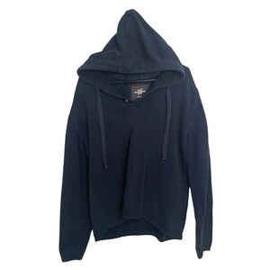 H&M LOGG Navy Knit Hoodie Sweater Men’s Medium 100% Cotton Pullover